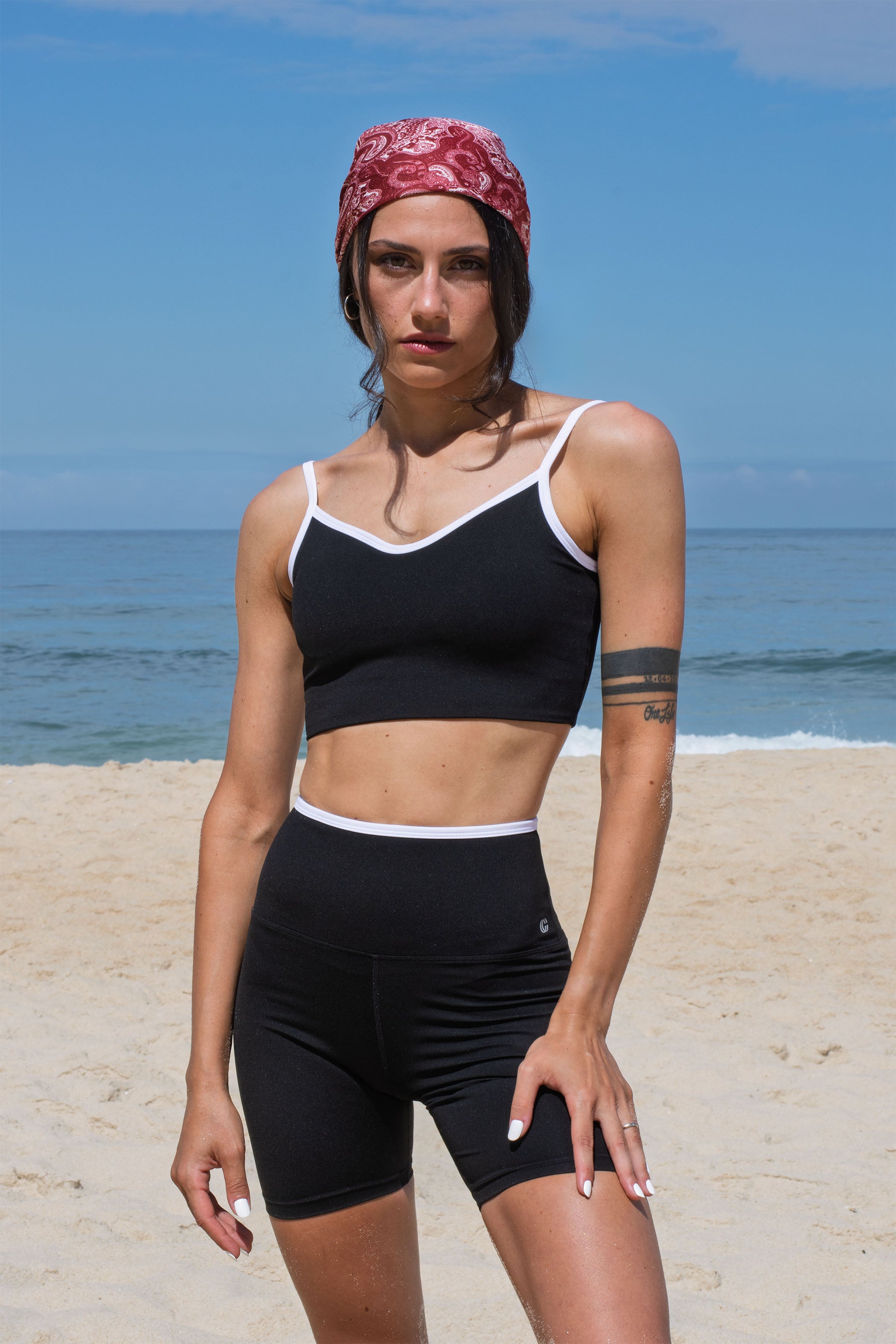 Casemiri Muiri set corto donna Black Mirage vista frontale fino al ginocchio