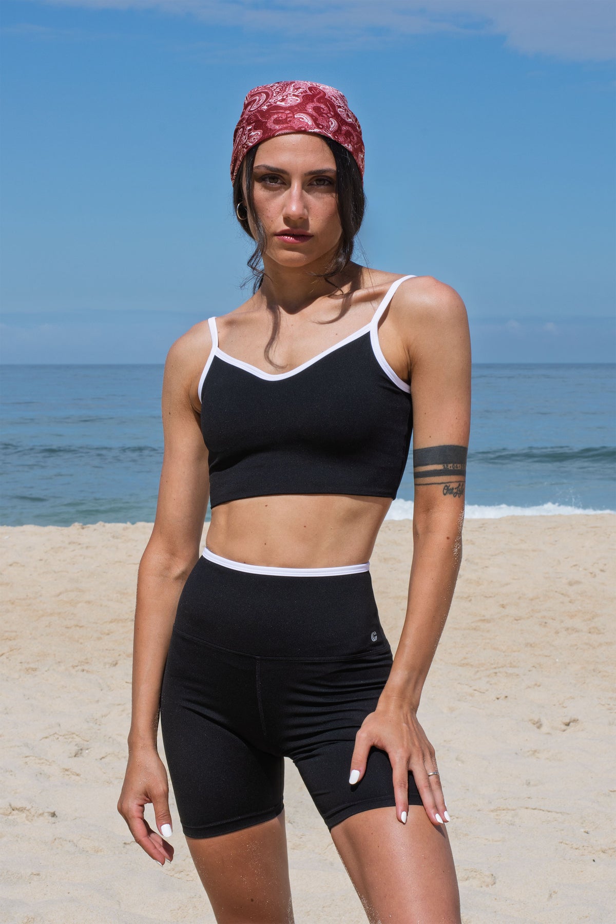 Casemiri Muiri set corto donna Black Mirage vista frontale fino al ginocchio