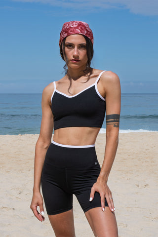 Casemiri Muiri set corto donna Black Mirage vista frontale fino al ginocchio