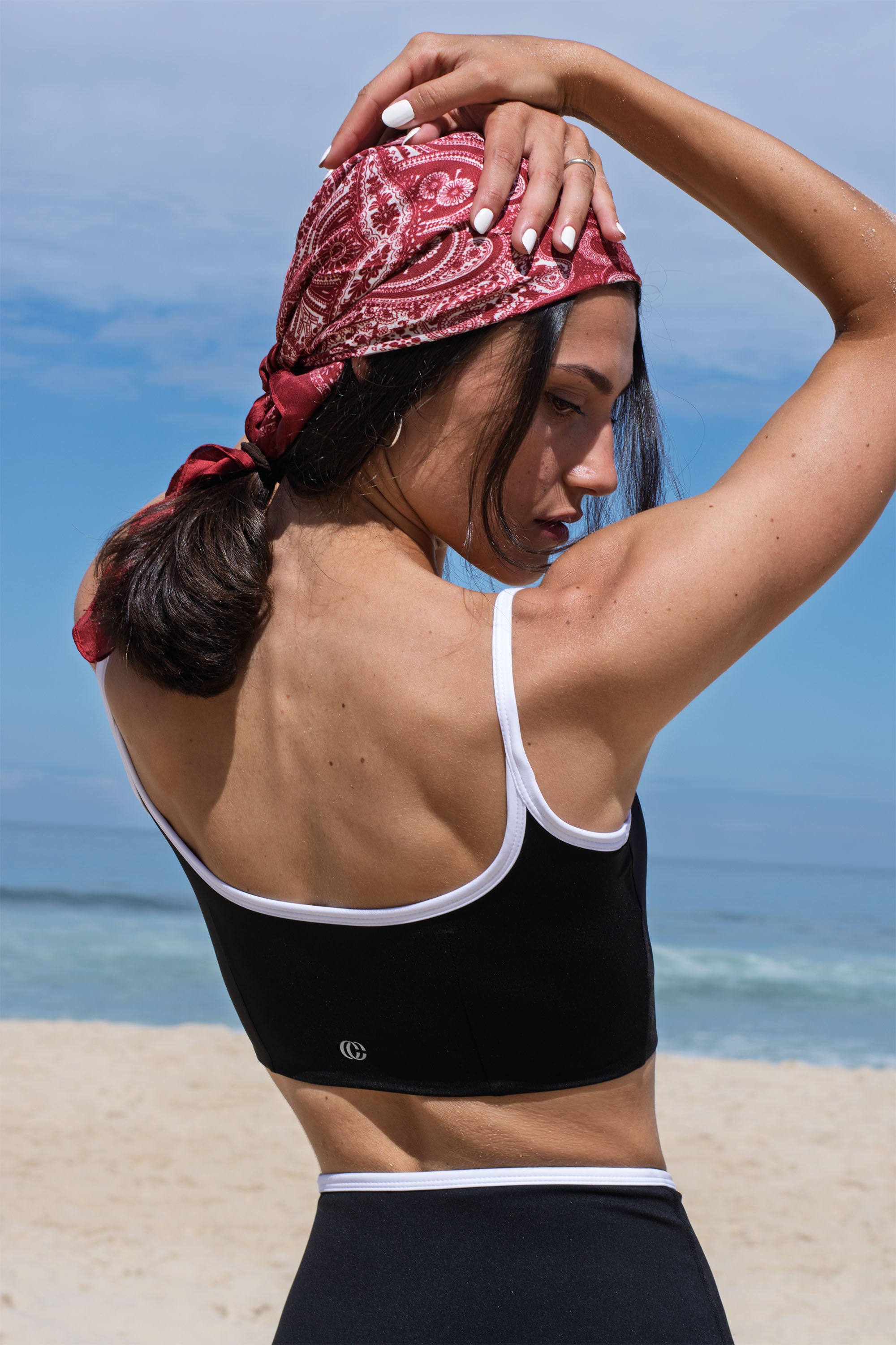 Casemiri Muiri set corto donna Black Mirage dettaglio schiena del top sportivo