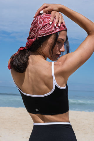 Casemiri Muiri set corto donna Black Mirage dettaglio schiena del top sportivo